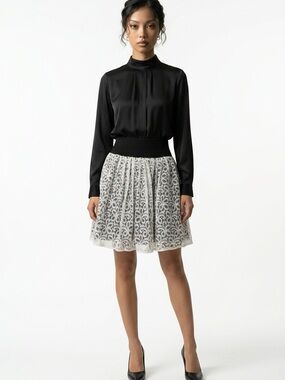 HD In Paris Anthropologie Nanette Lace Overlay Wide Waistband Tulle Women's L